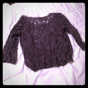 Gray lacy over shirt.